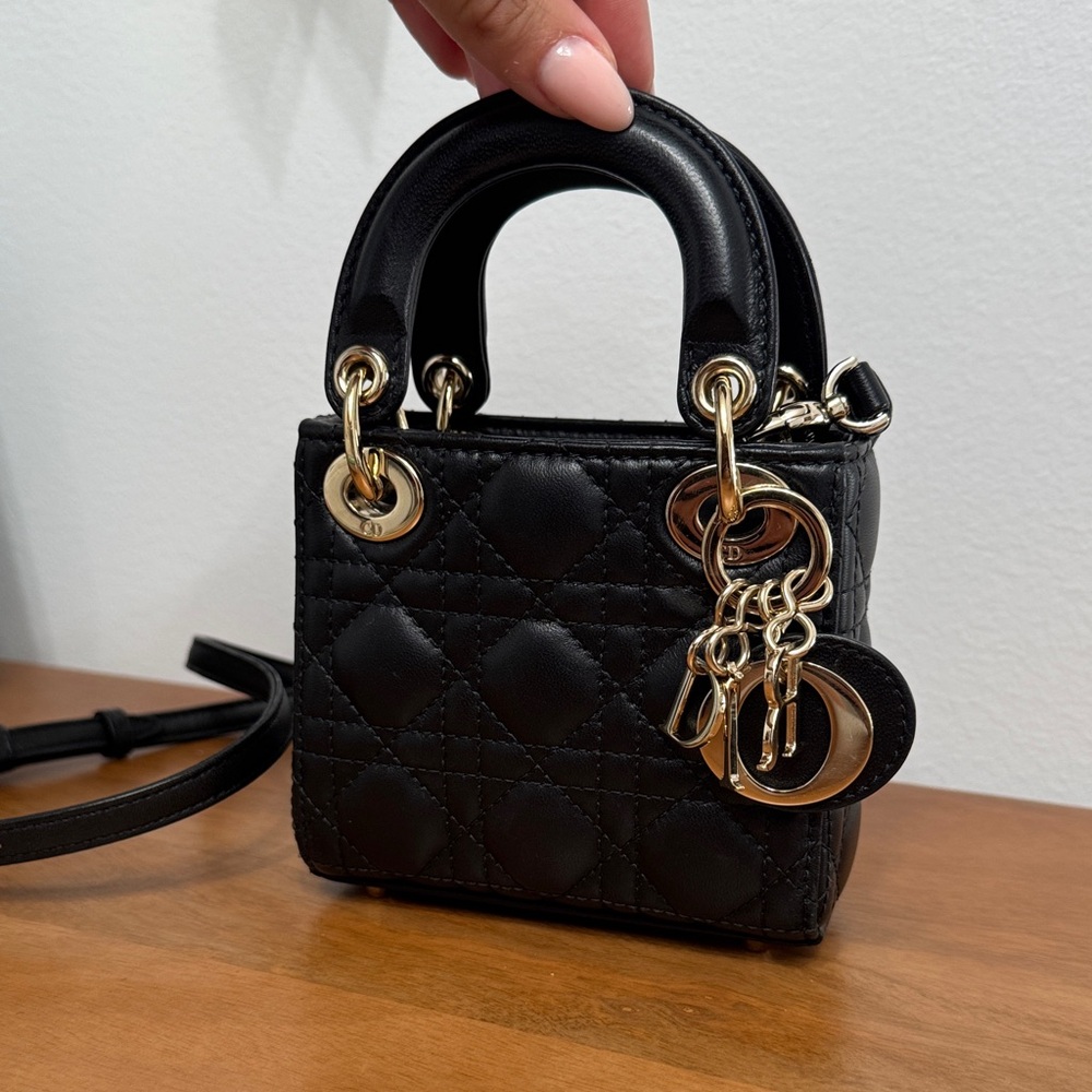 Dior Black Micro lady Dior Bag with Gold Hardware